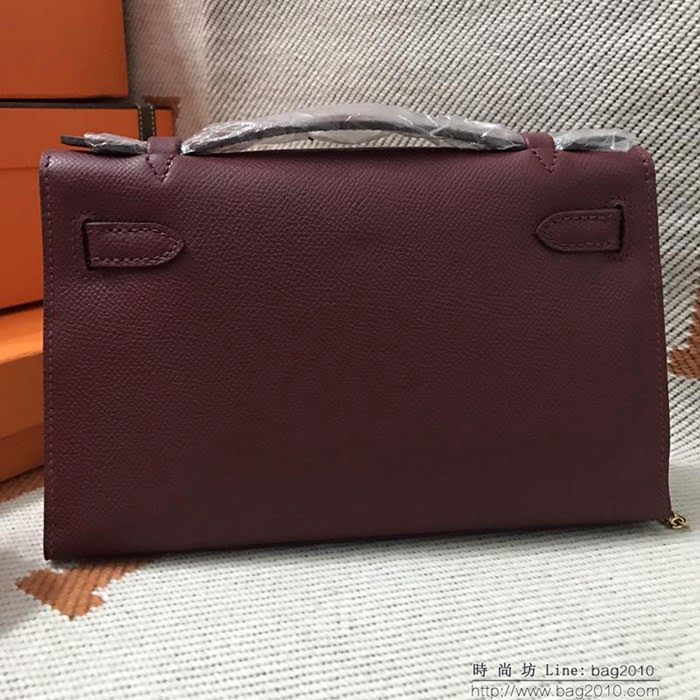 HERMES愛馬仕 凱莉包 mini kelly一代 酒紅epsom皮 夏天首選手包款 可手提肩背  Ama1326